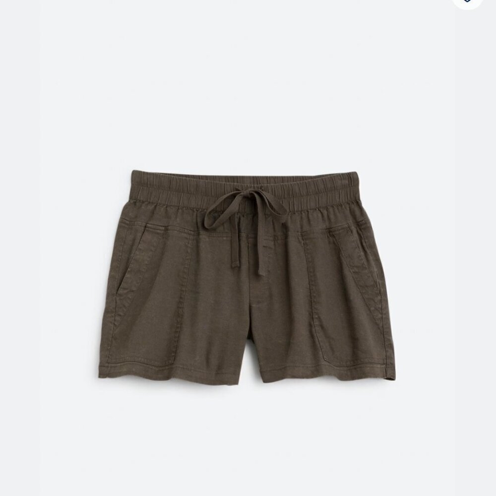 Kut from the Kloth Dark Brown Gray Christina Smocked Band Linen Shorts